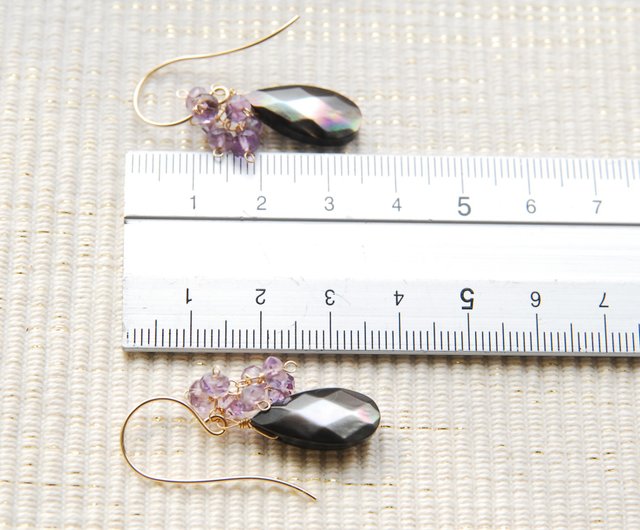 14kgf フローライトの蝶とあこやのピアス