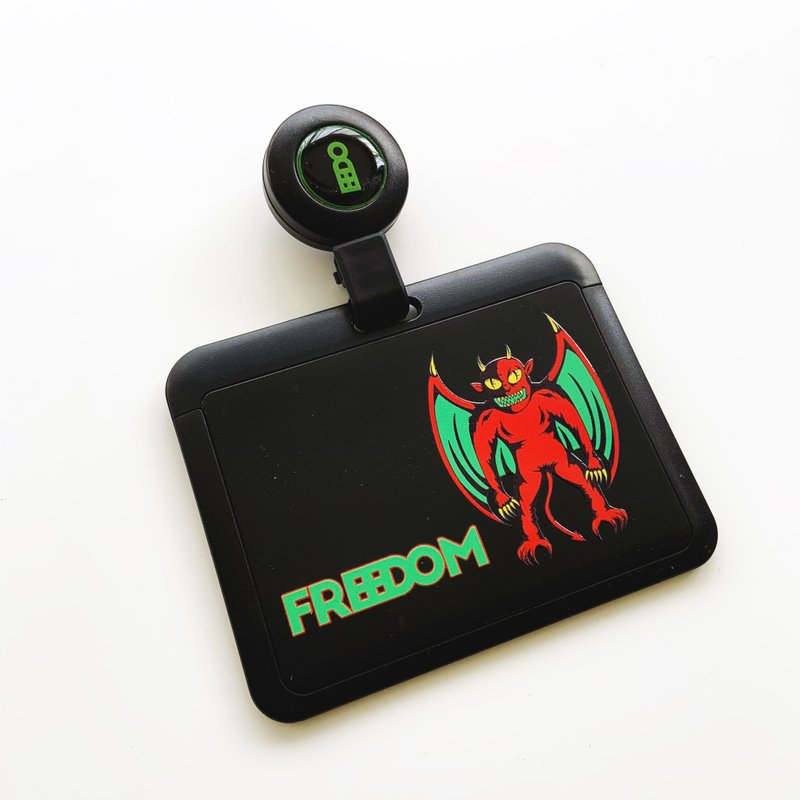 Free Trading Company-Sliding telescopic ID holder-Black Devil - ID & Badge Holders - Plastic Black