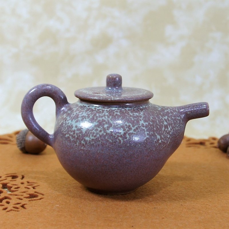 粉紫掛釉茶壺-容量約150ml - 茶具/茶杯 - 陶 粉紅色
