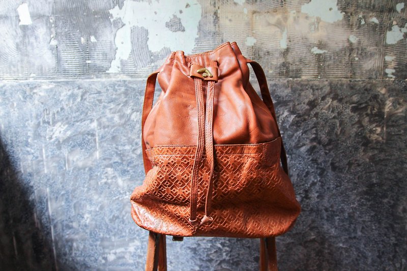 袅袅 department store-Vintage cowhide cowhide back pack (stock new) vintage - Backpacks - Genuine Leather 