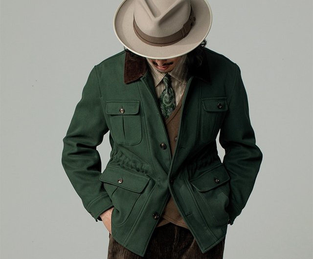 Men's Corduroy Suit Multi-pockets Loose Thcik Oliver Green Stripe Safari  Jacket Spring Autumn Western Biker Vintage Clothes - AliExpress