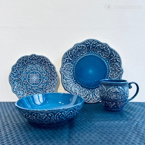 Plate, Blue fluted Half lace collection, 17 cm, Royal Copenhagen