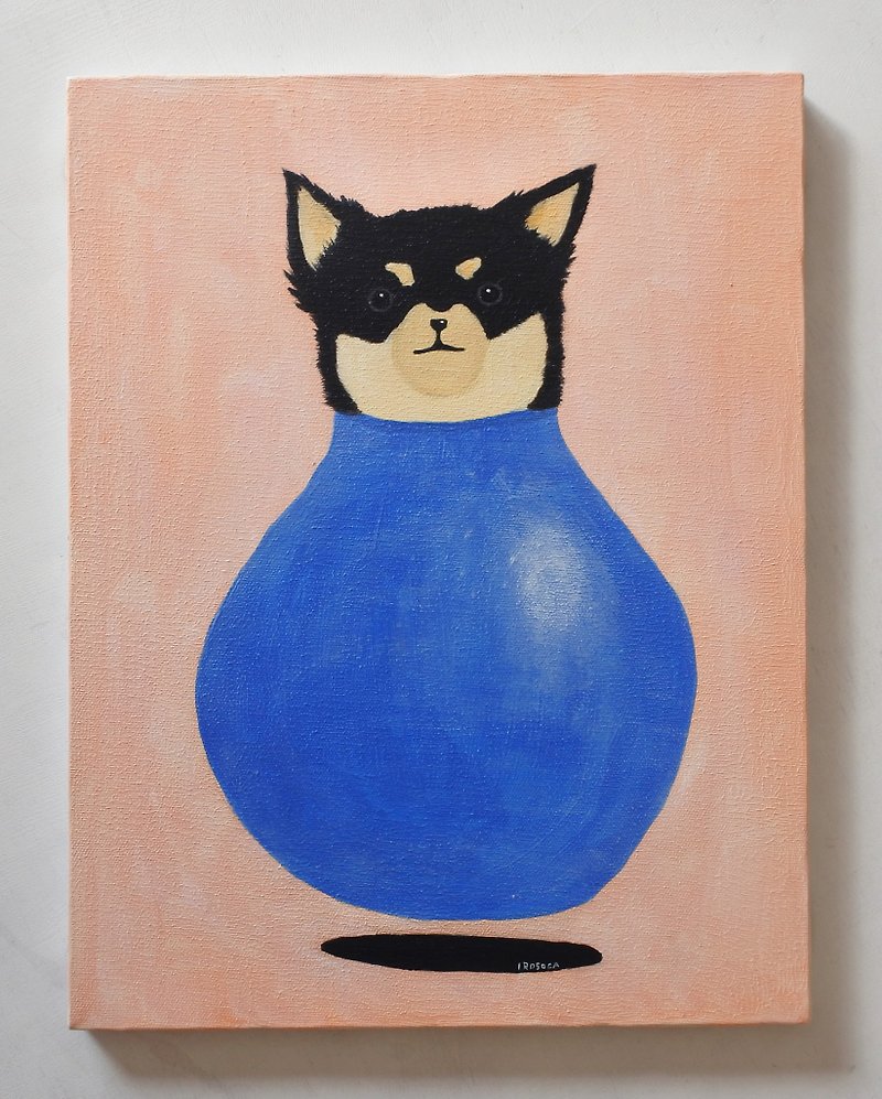 【IROSOCA】 Chihuahua with balloons Canvas painting F6 size original picture - Posters - Other Materials Blue