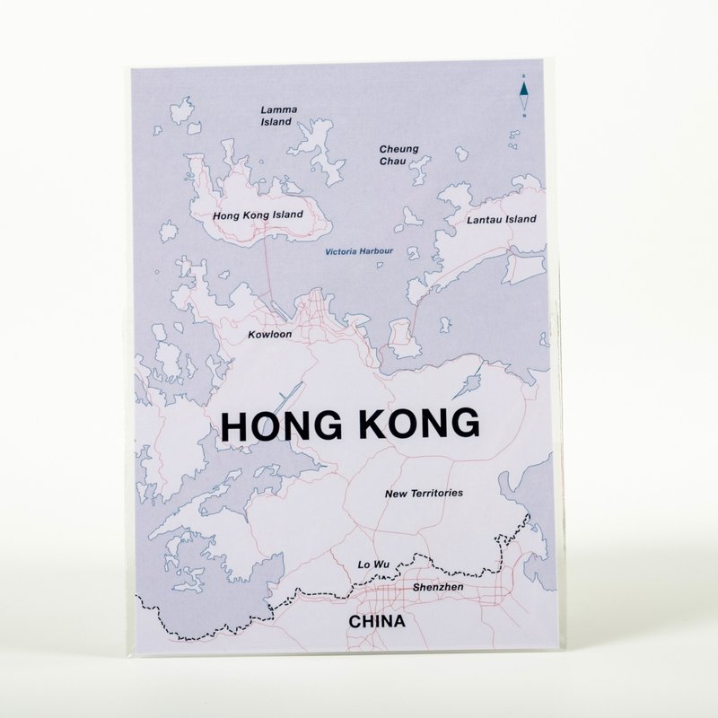 萬用祝賀卡—香港地圖 - 卡片/明信片 - 紙 藍色