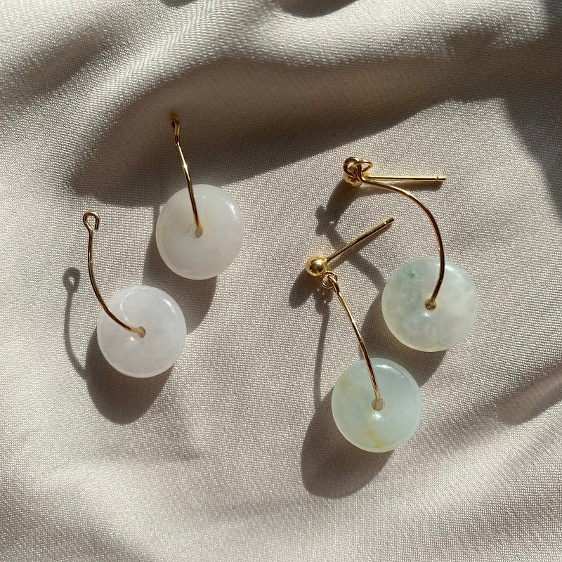 Donuts series. mint chocolate emerald earrings jade earring - Earrings & Clip-ons - Silver Green