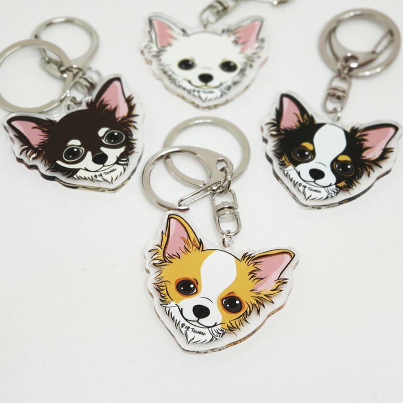 長毛吉娃娃 自創犬貓多圖樣 雙面 壓克力鑰匙圈 / 吊飾 / 吊牌 - 其他 - 塑膠 多色