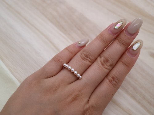 KOKO PEARL JEWELRY 日本設計 18k金 akoya珍珠戒指 baby珠3mm排戒 疊戴戒指 經典款式