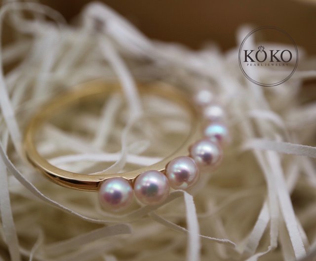 日本製 あこや真珠 パールリング 18金指輪 ベビーパールリング 珍珠戒指 - ショップ KOKO PEARL JEWELRY リング・指輪 -  Pinkoi