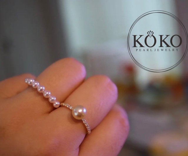 日本製 あこや真珠 パールリング 18金指輪 ベビーパールリング 珍珠戒指 - ショップ KOKO PEARL JEWELRY リング・指輪 -  Pinkoi