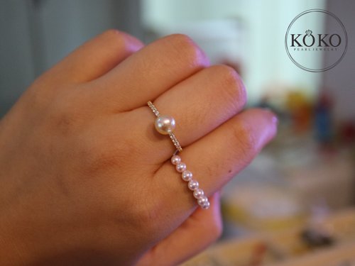 日本製 あこや真珠 パールリング 18金指輪 ベビーパールリング 珍珠戒指 - ショップ KOKO PEARL JEWELRY リング・指輪 -  Pinkoi