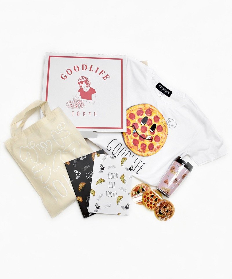 GOODLIFE TOKYO 'PIZZA BOX' 5 Piece Set - 女 T 恤 - 棉．麻 白色