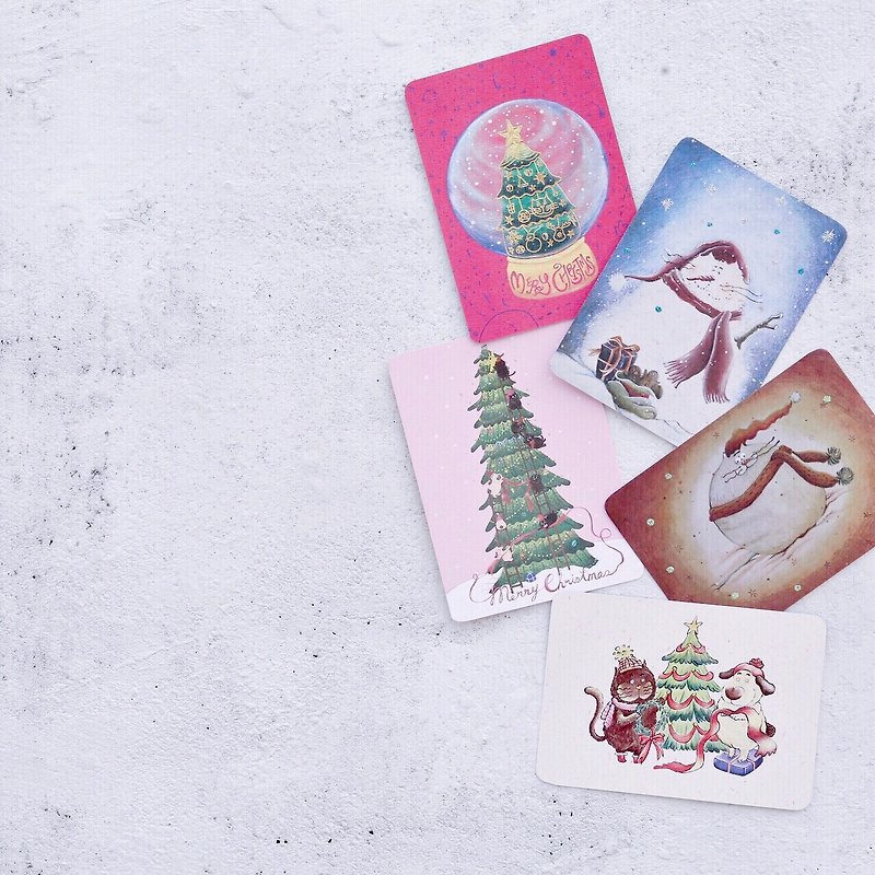 クリスマスカード/ポストカードコンビネーションパッケージ（封筒入り5種類） - カード・はがき - 紙 多色