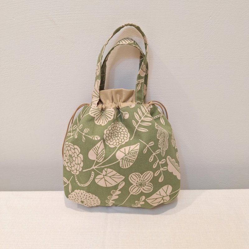 *[MY HANDMADE] Small drawstring bag - full of greenery* - กระเป๋าถือ - ผ้าฝ้าย/ผ้าลินิน สีเขียว