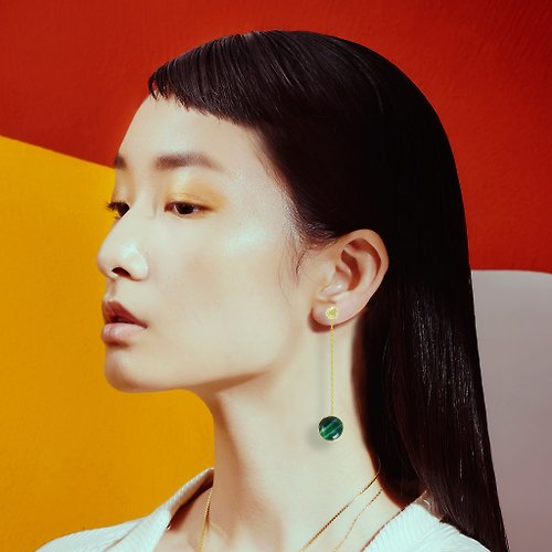 Olivia Yao Jewellery 孔雀石水晶磁耳墜 Green Zeit Earring