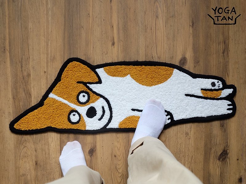 Tan Ajia Painting Dog Floor Mat | Jack Russell Lazy - Rugs & Floor Mats - Other Materials 