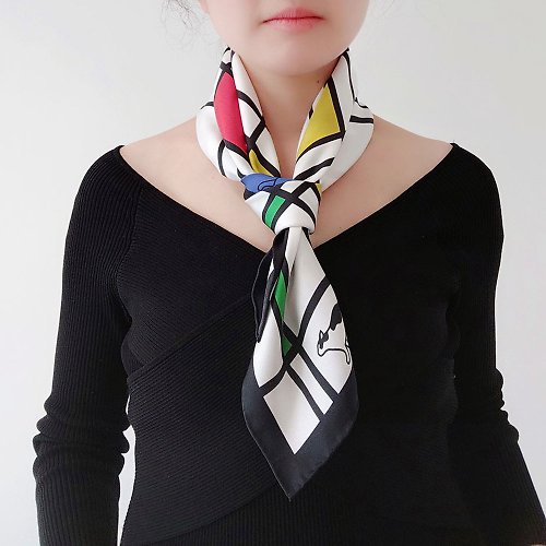 65cm silk twill scarf bandana elephant illustriation original design - Shop  chicasart Scarves - Pinkoi