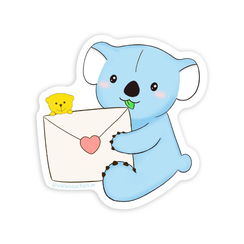 Cute Koala Letter Sticker, Koala and Bear Sticker, Cute mail sticker - สติกเกอร์ - กระดาษ 