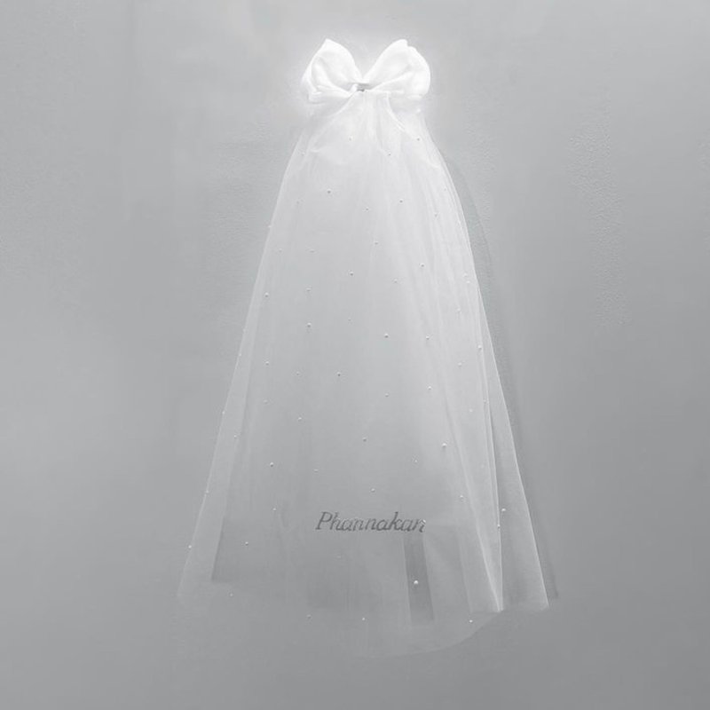 Ribbon Pearly Veil : Wedding bridal veil - เครื่องประดับผม - งานปัก 