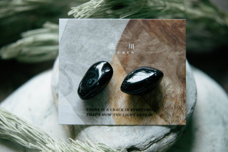 CRACK | 礦物系耳環 |  EARRINGS - 耳環/耳夾/耳骨夾 - 玉石 黑色