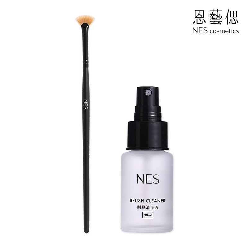 【NES cosmetics】Mini Fan Mascara Brush + Brush Cleaner 30ml - อุปกรณ์แต่งหน้า/กระจก/หวี - ไนลอน 