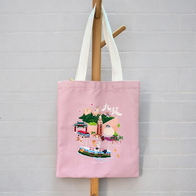 Hong Kong Wang Meow canvas bag/ tote bag original illustration - กระเป๋าแมสเซนเจอร์ - ผ้าฝ้าย/ผ้าลินิน หลากหลายสี