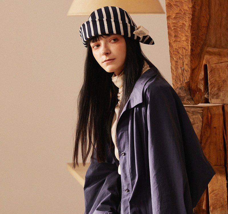 【限量牧羊童】復古簡約/圓頂短簷盆帽/漁夫帽 - 帽子 - 羊毛 藍色