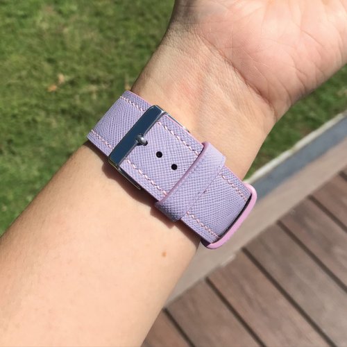 Bara Asah Workshop 【AppleWatch錶帶】粉紫色十字紋牛皮/法國防汗皮/真皮皮革