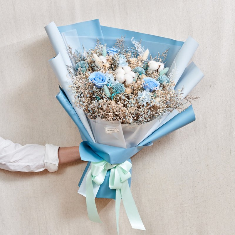 Classic Romantic Sky Blue-Dry Bouquet/Eternal Bouquet-Valentine's Day Gift-Proposal Bouquet - Dried Flowers & Bouquets - Plants & Flowers Blue