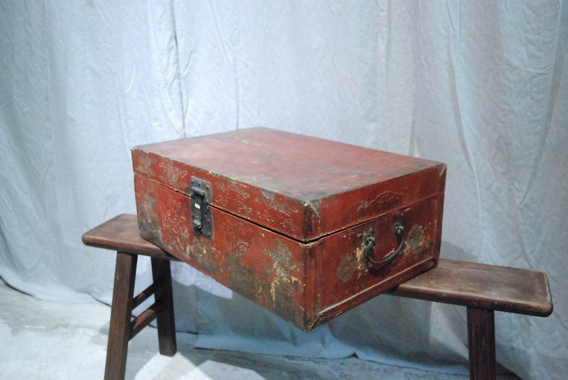 復古暗紅老皮箱 no.15021102214 - 居家收納/收納盒/收納用品 - 真皮 紅色