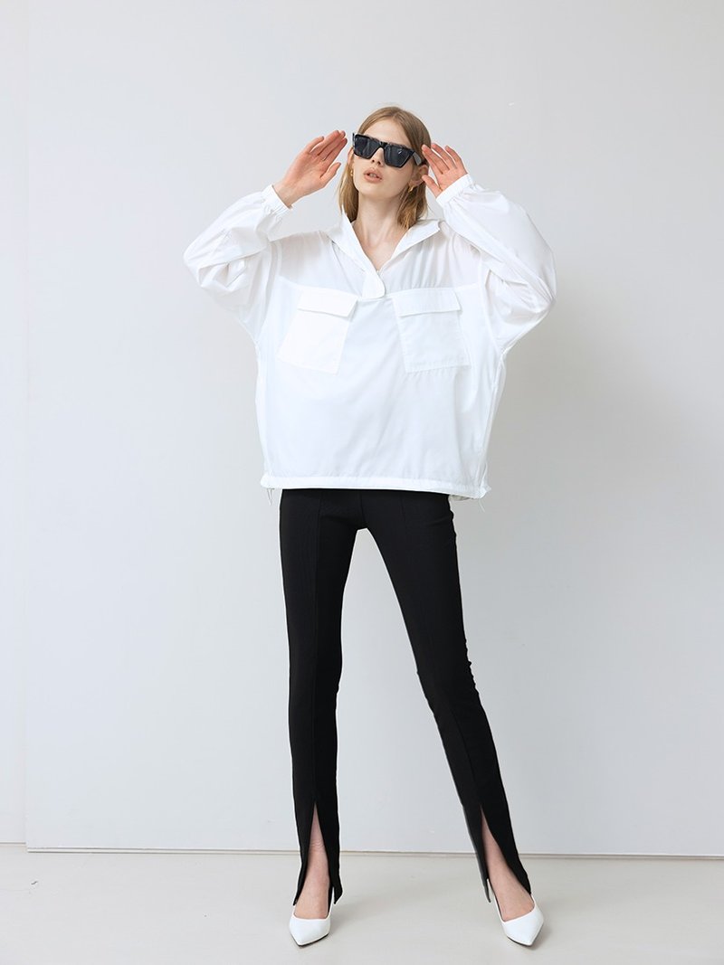 環保女性抗UV 防曬 半門襟外套(UPF40) (2色) - 女上衣/長袖上衣 - 聚酯纖維 黑色