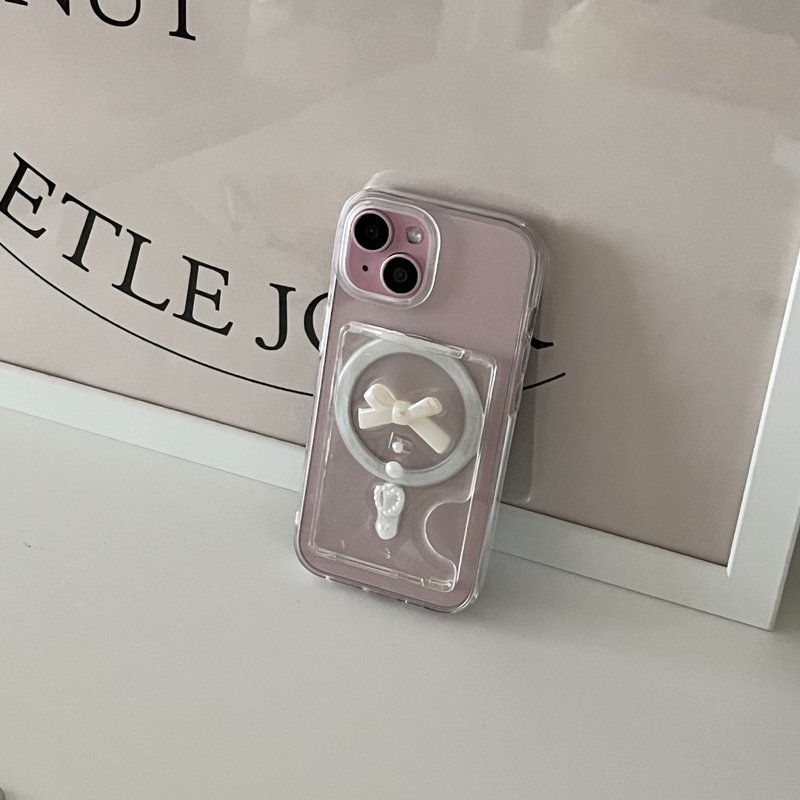 pearl ribbon magsafe card wallet - 手機殼/手機套 - 塑膠 