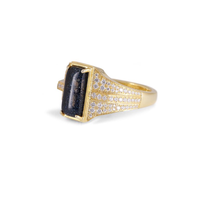 Rectangular full diamond men's ring - ashes and hair glazed memorial - แหวนทั่วไป - เงินแท้ สีเงิน