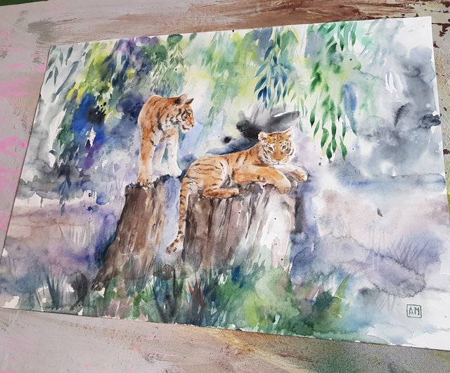 水彩画　チーター　ホワイトワトソン紙　絵画　アート　インテリア　動物の絵 Amazon.co.jp: 水彩画 チーター ホワイトワトソン紙 絵画 アート