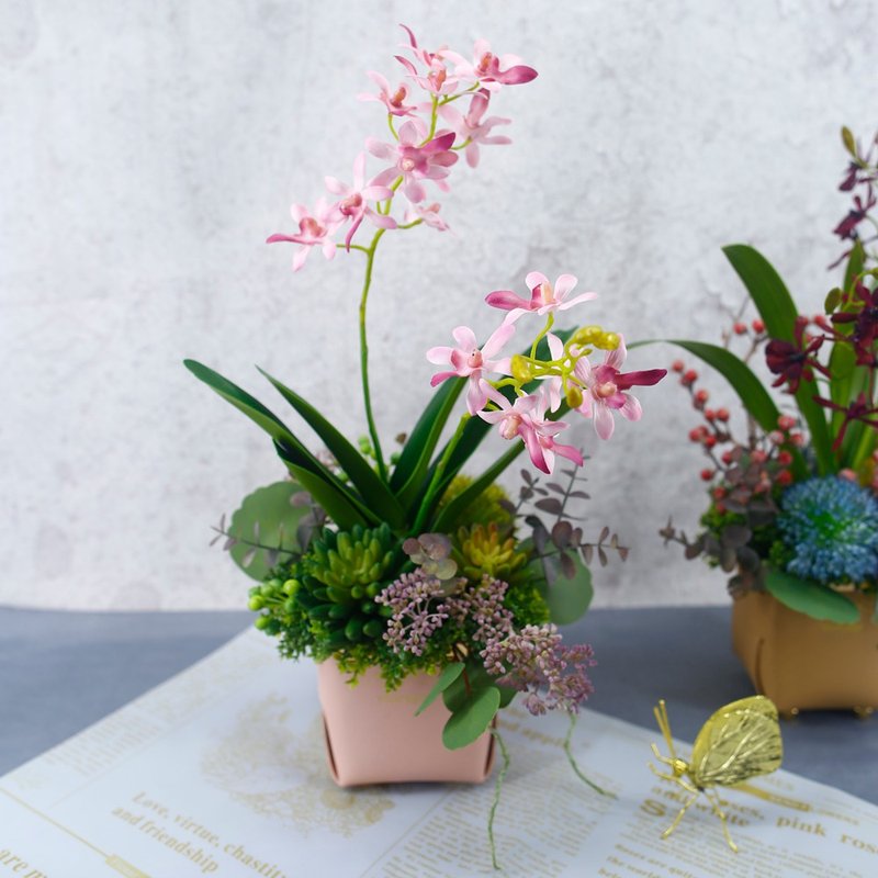 Pink Orchid Fragrance Floral Arrangement/Realistic Flowers/Arrangements/Gifts/Artificial Flowers/Flower Gifts - ตกแต่งต้นไม้ - วัสดุอื่นๆ 