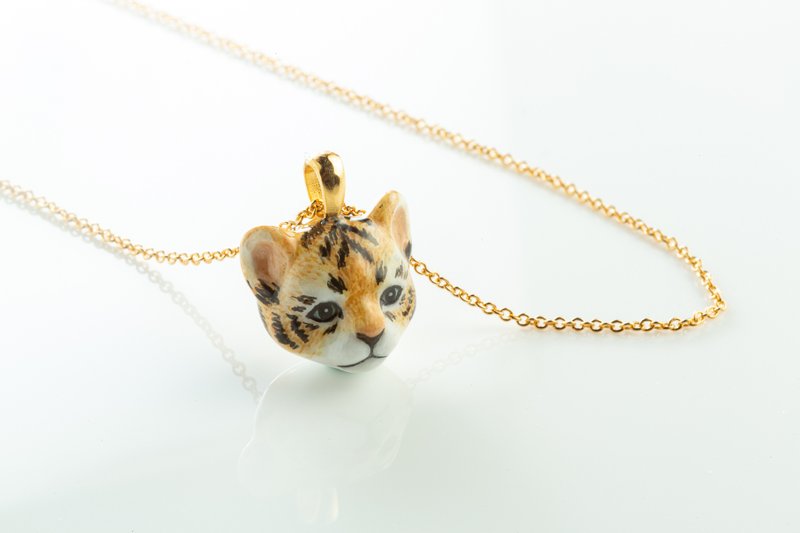 虎虎生風手工彩繪小老虎項鍊~Tiger necklace  Handmadejewelry - 項鍊 - 琺瑯 