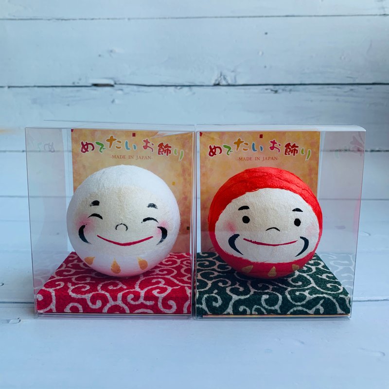 小福達摩-紅白組合-和紙達摩吉祥物 - 擺飾/家飾品 - 紙 