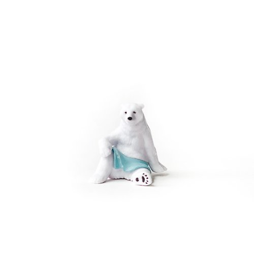 Ninan 泥喃｜水泥手作工作室 (預購) 盆栽裝飾 泡湯動物系列-北極熊擺飾 微景觀擺飾