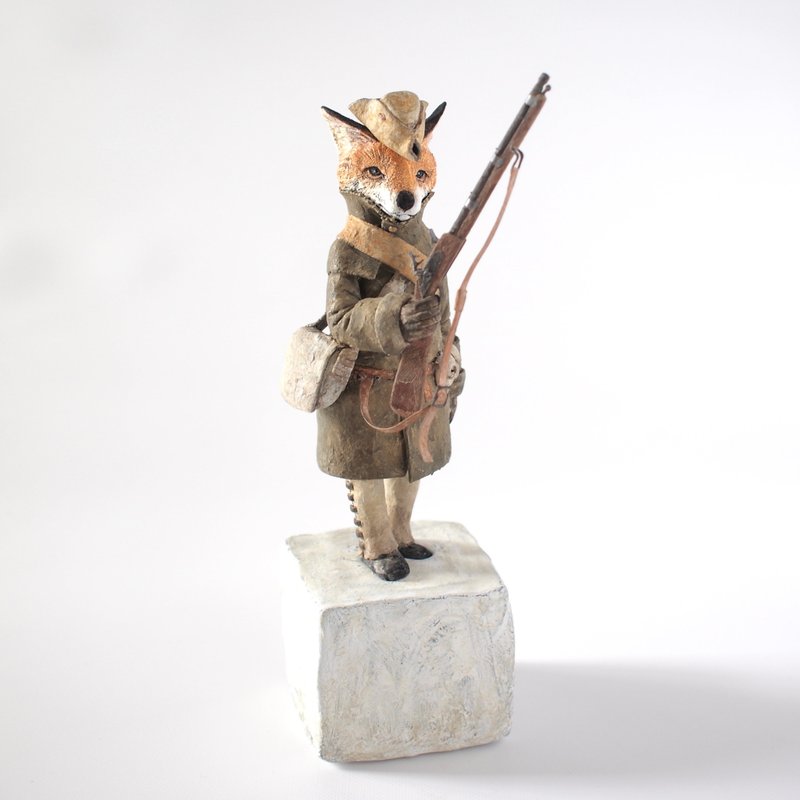 Hunter fox - Stuffed Dolls & Figurines - Clay Orange