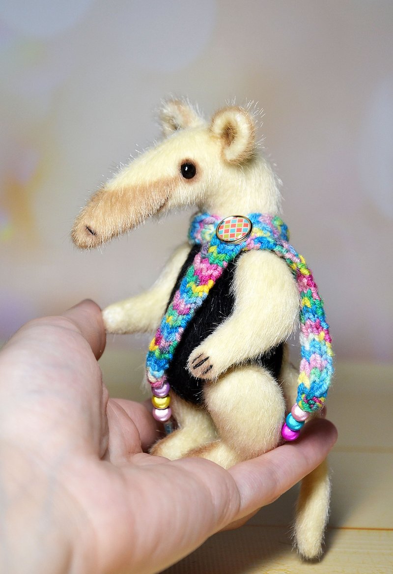 Stuffed anteater toy teddy anteater artist doll anteater for Blythe - Stuffed Dolls & Figurines - Other Materials Multicolor