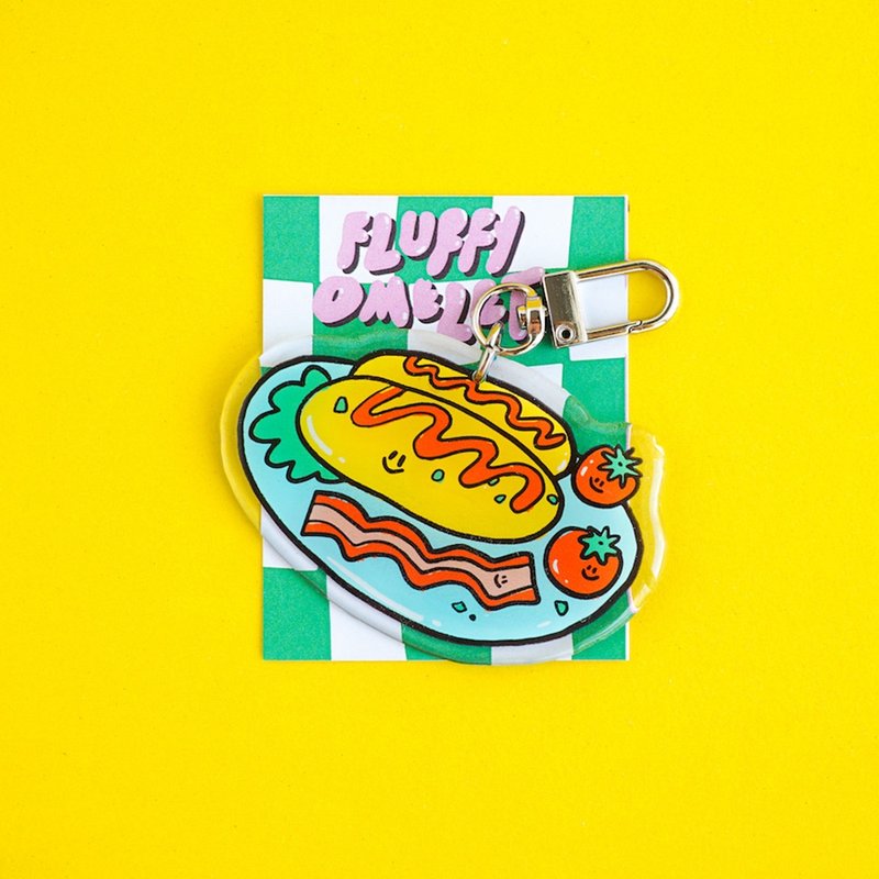 Fluffy Omelet - Keychain / Pin / Phone Grip - FLUFFY OMELET - 鑰匙圈/鑰匙包 - 壓克力 多色