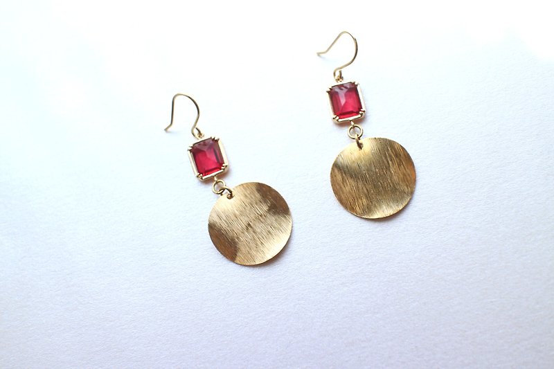 Red lday-Brass earrings - Earrings & Clip-ons - Copper & Brass Red