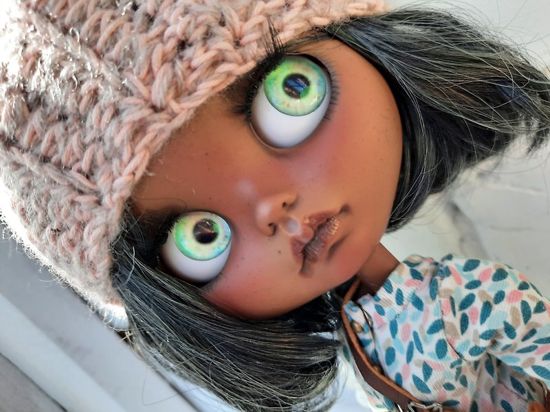 Custom blythe doll Ethnic blythe doll Black skin doll Blythe sale Ooak blythe - Stuffed Dolls & Figurines - Other Materials Pink