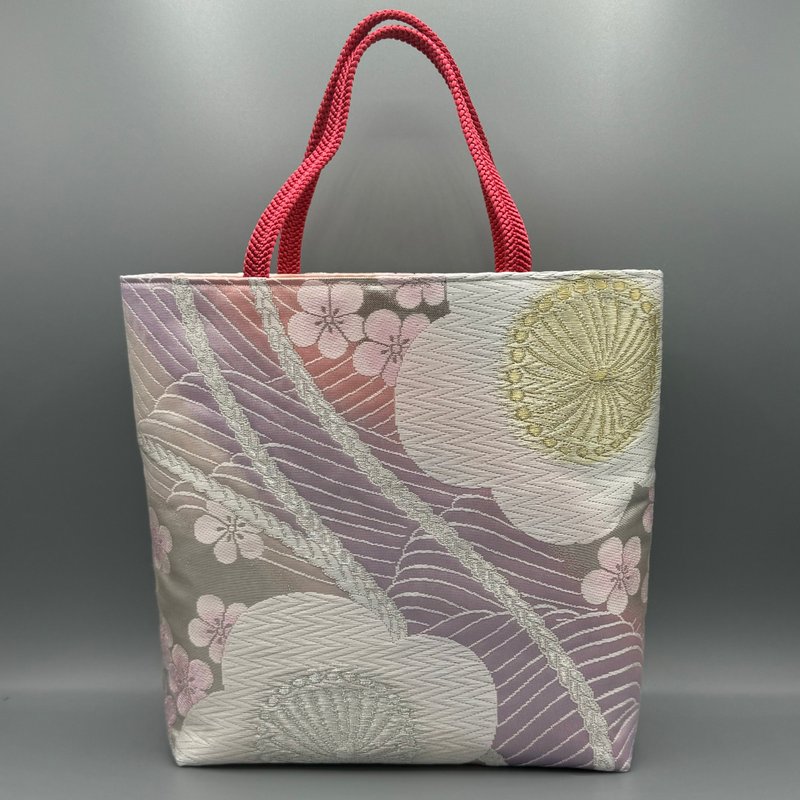 Kimono Obijime Remake Tote bag - กระเป๋าถือ - ผ้าไหม สึชมพู