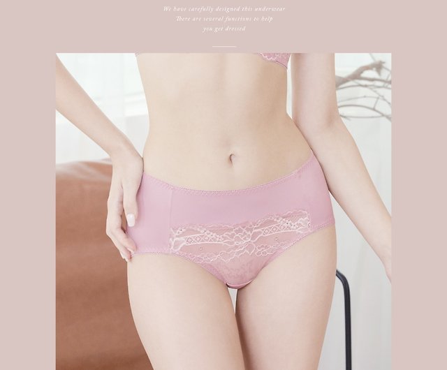 Kelani Clany slightly drunk Prague translucent lace mid-waist M-XL panties  rose pink 3027-32 - Shop missclany Women's Underwear - Pinkoi