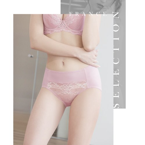 Kelani Clany slightly drunk Prague translucent lace mid-waist M-XL panties  rose pink 3027-32