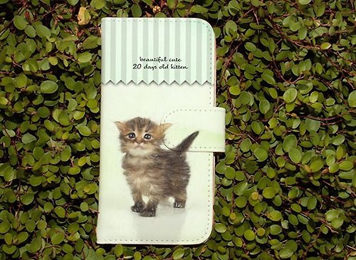 Anglers-case 【全機種対応】送料無料【手帳型】生後20日の可愛い子猫 イラスト スマホケース