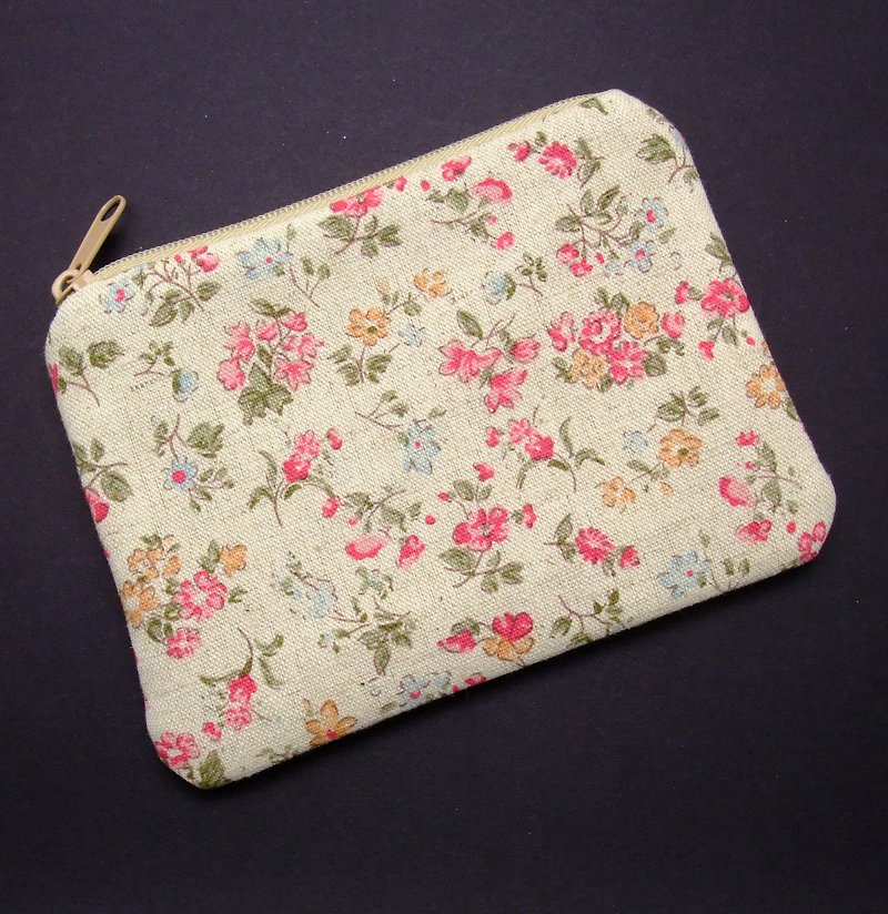Zipper pouch / coin purse (padded) (ZS-193) - กระเป๋าใส่เหรียญ - ผ้าฝ้าย/ผ้าลินิน สึชมพู
