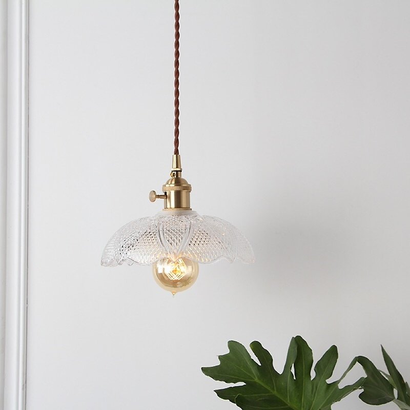 Retro ‧ Japanese style simple ‧ brass glass ‧ flower chandelier │ Good Form ‧ good shape - โคมไฟ - แก้ว สีใส