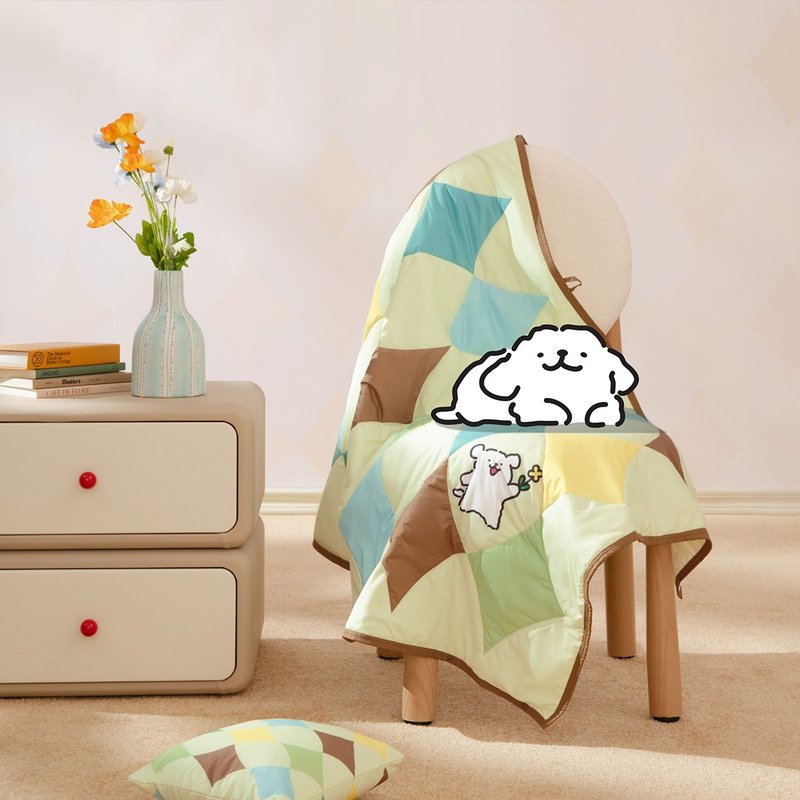 [Free Shipping] Lying Island Line Puppy Joint Down Cotton Throw Blanket Office Nap Shawl - Blankets & Throws - Other Materials 