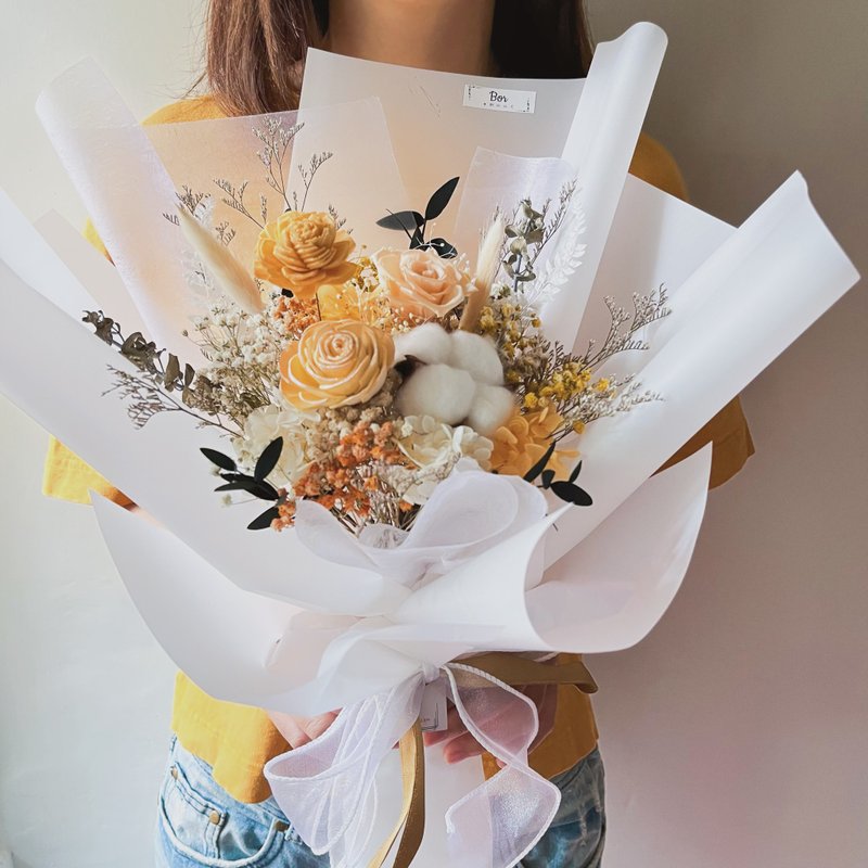 永生玫瑰花束 可客製/七夕情人節/紀念禮/生日禮物/結婚登記 - 乾燥花/永生花 - 植物．花 多色